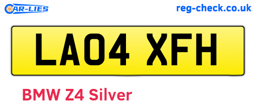 LA04XFH are the vehicle registration plates.