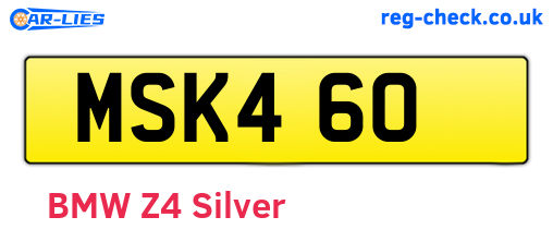 MSK460 are the vehicle registration plates.