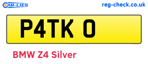 P4TKO are the vehicle registration plates.