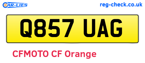 Q857UAG are the vehicle registration plates.