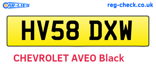 HV58DXW are the vehicle registration plates.