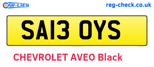 SA13OYS are the vehicle registration plates.
