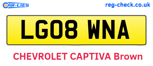 LG08WNA are the vehicle registration plates.