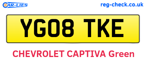 YG08TKE are the vehicle registration plates.
