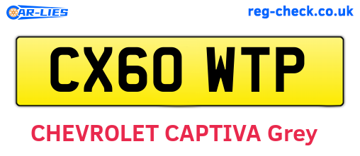 CX60WTP are the vehicle registration plates.