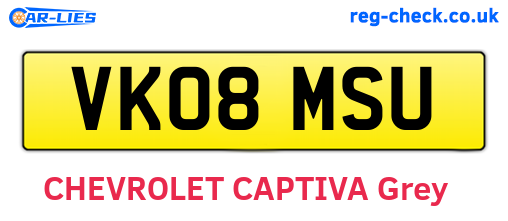 VK08MSU are the vehicle registration plates.