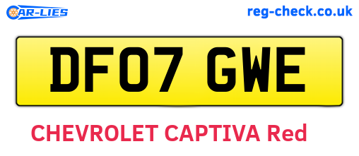 DF07GWE are the vehicle registration plates.