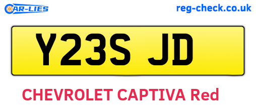 Y23SJD are the vehicle registration plates.