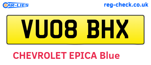 VU08BHX are the vehicle registration plates.