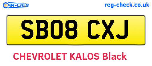 SB08CXJ are the vehicle registration plates.