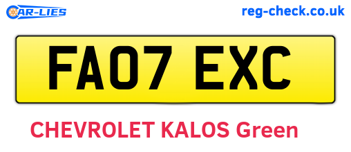 FA07EXC are the vehicle registration plates.