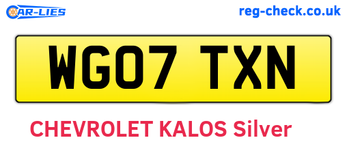 WG07TXN are the vehicle registration plates.