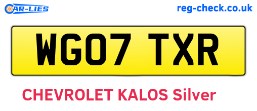 WG07TXR are the vehicle registration plates.