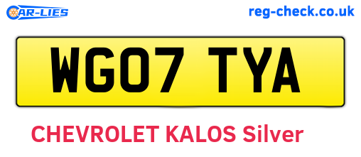 WG07TYA are the vehicle registration plates.