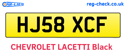 HJ58XCF are the vehicle registration plates.