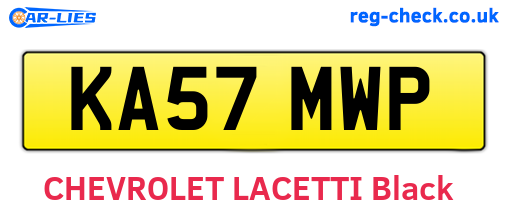 KA57MWP are the vehicle registration plates.