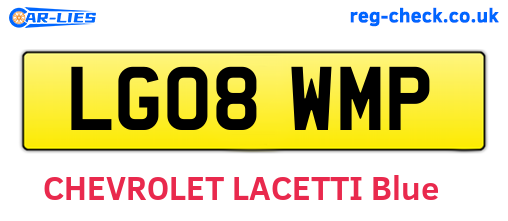 LG08WMP are the vehicle registration plates.