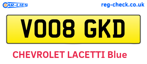 VO08GKD are the vehicle registration plates.