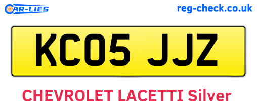 KC05JJZ are the vehicle registration plates.