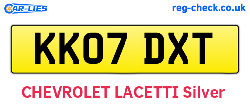 KK07DXT are the vehicle registration plates.