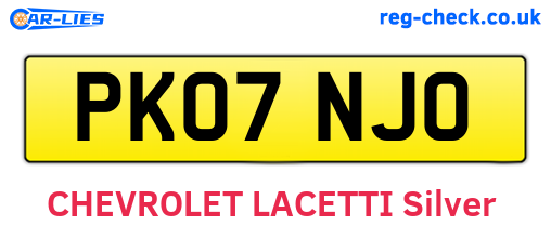 PK07NJO are the vehicle registration plates.