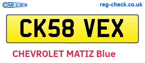 CK58VEX are the vehicle registration plates.