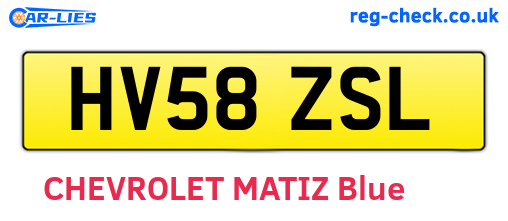 HV58ZSL are the vehicle registration plates.
