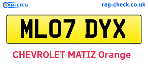 ML07DYX are the vehicle registration plates.