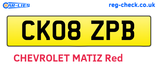 CK08ZPB are the vehicle registration plates.