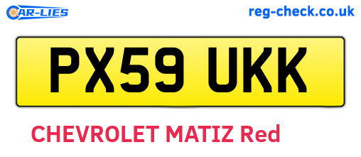 PX59UKK are the vehicle registration plates.