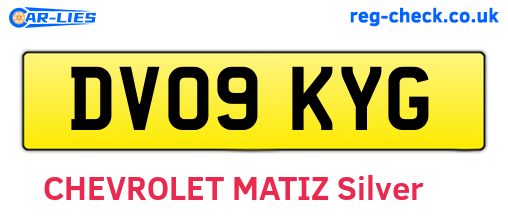 DV09KYG are the vehicle registration plates.