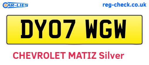 DY07WGW are the vehicle registration plates.