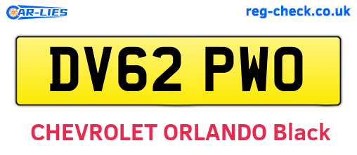 DV62PWO are the vehicle registration plates.
