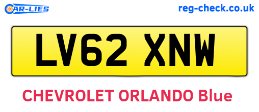 LV62XNW are the vehicle registration plates.