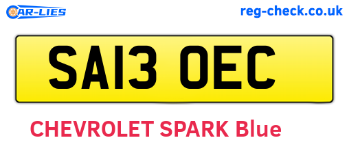 SA13OEC are the vehicle registration plates.