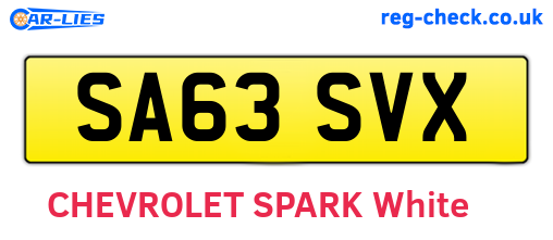 SA63SVX are the vehicle registration plates.