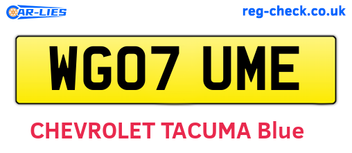 WG07UME are the vehicle registration plates.
