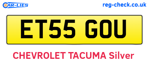 ET55GOU are the vehicle registration plates.