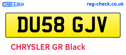 DU58GJV are the vehicle registration plates.