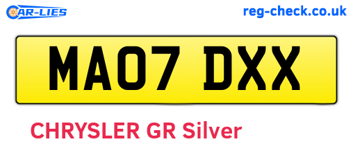 MA07DXX are the vehicle registration plates.