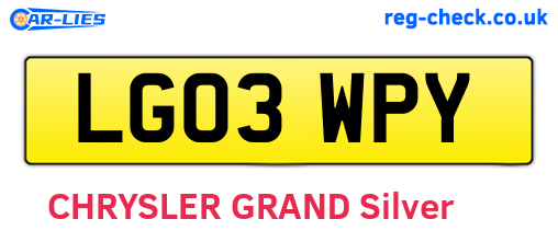 LG03WPY are the vehicle registration plates.