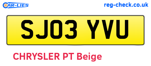 SJ03YVU are the vehicle registration plates.