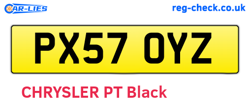 PX57OYZ are the vehicle registration plates.