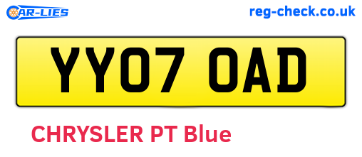 YY07OAD are the vehicle registration plates.