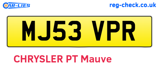 MJ53VPR are the vehicle registration plates.