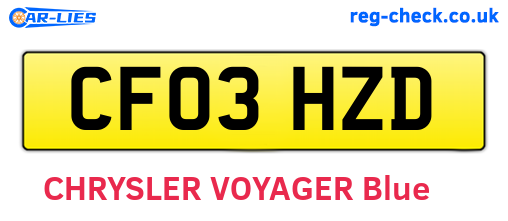 CF03HZD are the vehicle registration plates.