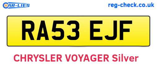 RA53EJF are the vehicle registration plates.