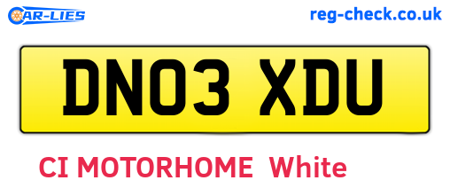 DN03XDU are the vehicle registration plates.