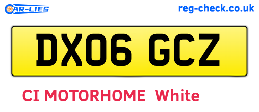 DX06GCZ are the vehicle registration plates.