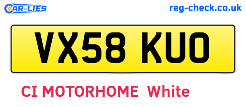 VX58KUO are the vehicle registration plates.